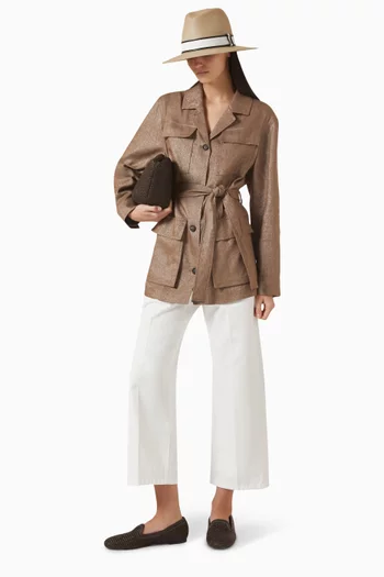 Belted Safari Jacket in Sparkling Twill