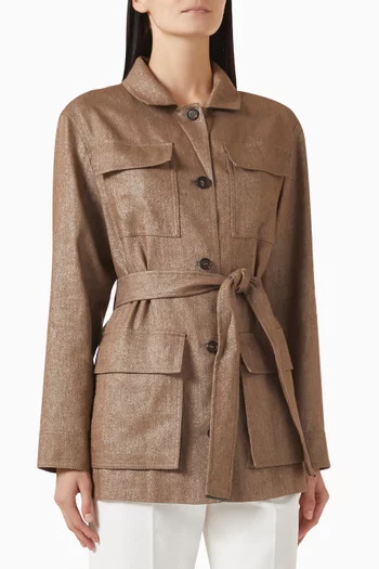 Belted Safari Jacket in Sparkling Twill
