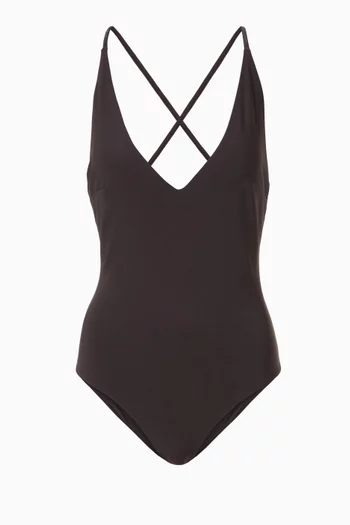 Plunging One-piece Swimsuit in Tech-jersey