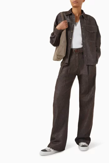 Curved Pants in Cotton-blend