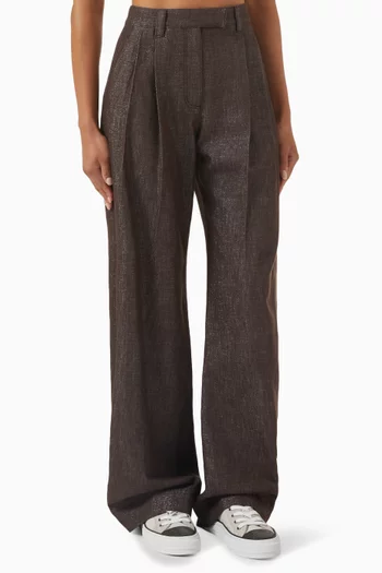 Curved Pants in Cotton-blend