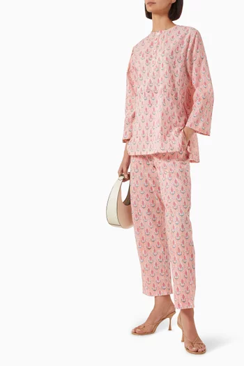 طقم آيشا بلوزة وبنطال قطن