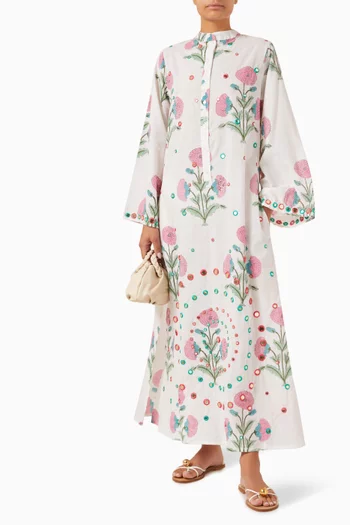 Closed Neck Mirror Kaftan in Cotton