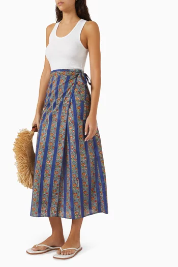 Wrap Midi Skirt in Cotton