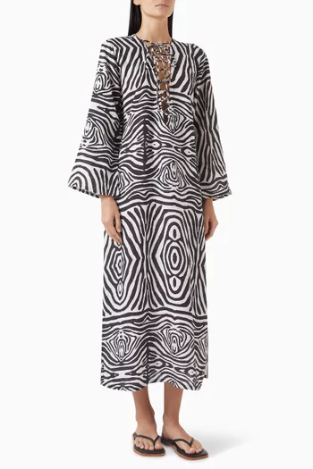 Printed Lace-up Kaftan