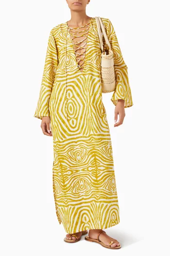 Printed Lace-up Kaftan