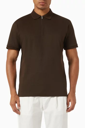 Zipper Polo Shirt in Interlock