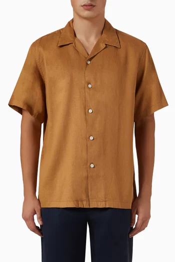 Printed Shirt in Linen-blend