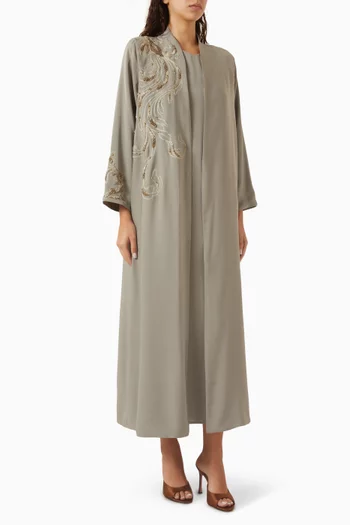 Bead-embellished Abaya in Nida