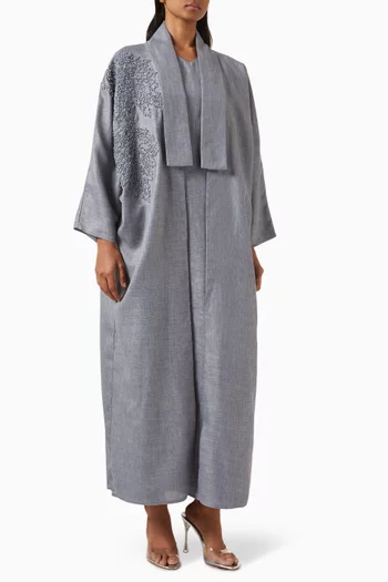 Oversized Embroidered Abaya Set