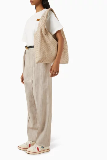 Large Hop Shoulder Bag in Intrecciato Suede