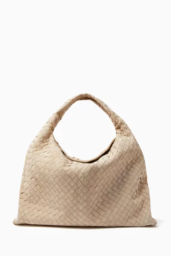 Large Hop Shoulder Bag in Intrecciato Suede