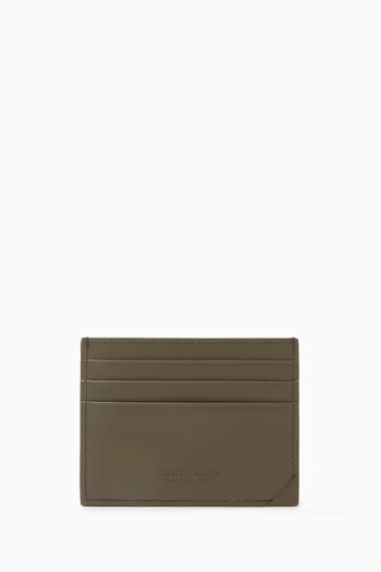 Stamp Credit Card Case in Intrecciato-embossed Leather