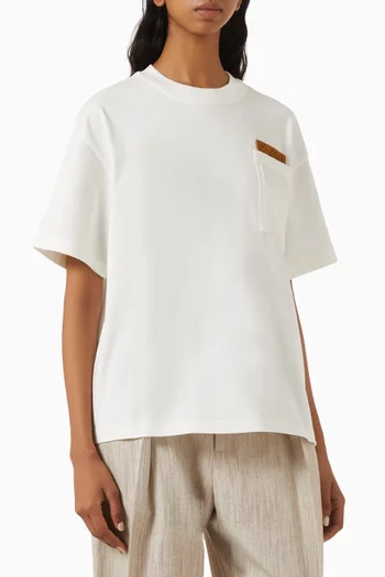 Intrecciato-patch T-shirt in Pima Cotton-jersey