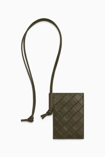 Stamp Badge Holder in Intrecciato-embossed Leather