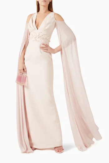 Bead-embellished Dress in Crepe
