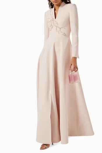 Bead-embellished Dress in Crepe