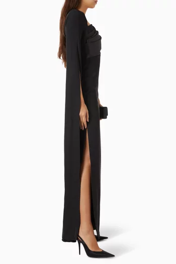 Exaggerated Sleeve Gown in Crepe