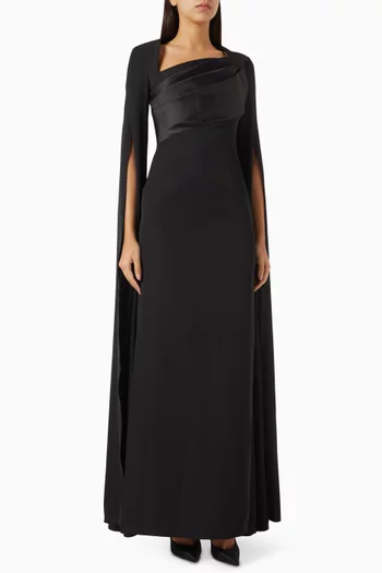 Exaggerated Sleeve Gown in Crepe