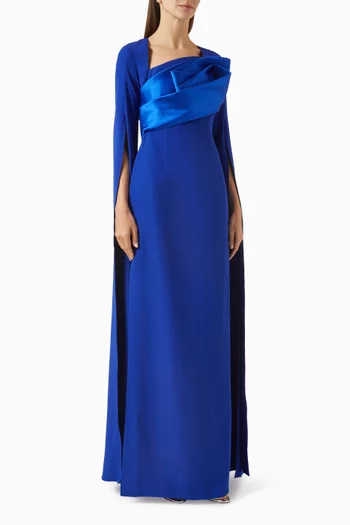 Exaggerated Sleeve Gown in Crepe