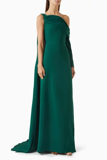 Off-shoulder Cape Gown in Crepe