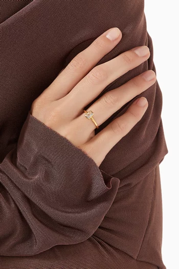 Solitaire Crystal Ring in Gold-plated Brass