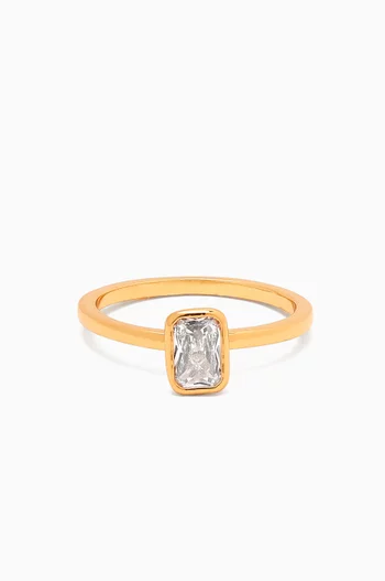 Solitaire Crystal Ring in Gold-plated Brass