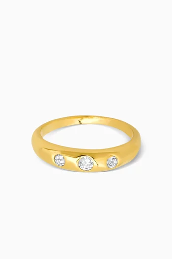 Crystal Dome Ring in Gold-plated Brass