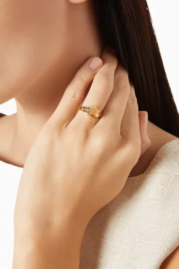Star Signet Ring in Gold-plated Brass