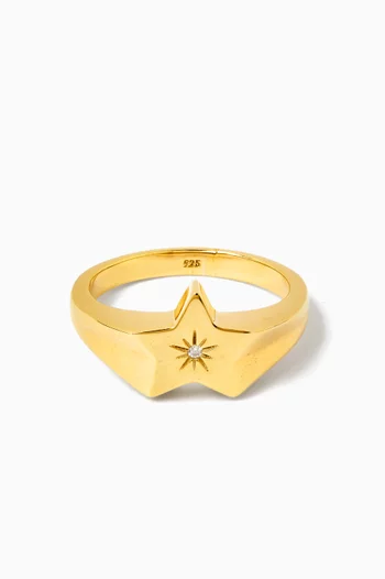 Star Signet Ring in Gold-plated Brass