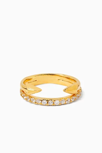 Arrow Crystal Ring in Gold-plated brass