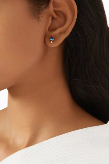 Mini CZ Cluster Earrings in Gold-plated Brass