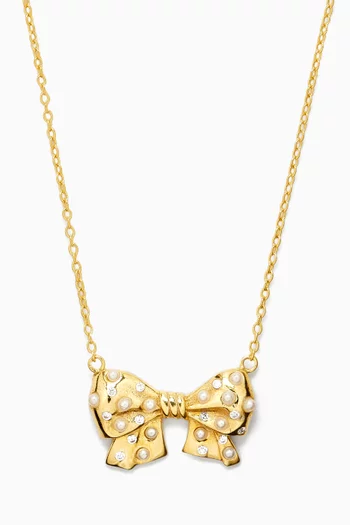 Bow Pearl Necklace in Gold-plated Silver