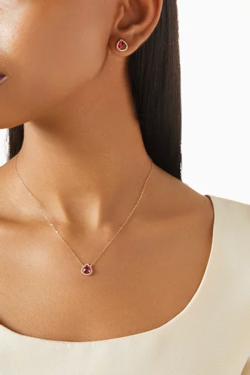 Radiant Ruby Pendant Necklace in Gold-plated Brass