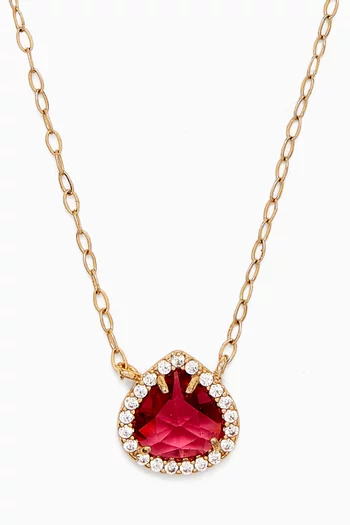 Radiant Ruby Pendant Necklace in Gold-plated Brass
