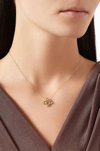 Multi-pendant Pastel Necklace in Gold-plated Brass