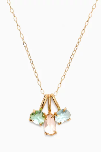 Multi-pendant Pastel Necklace in Gold-plated Brass