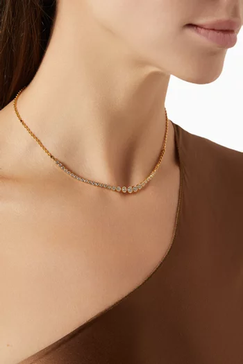 Bezel-set CZ Tennis Necklace in Gold-plated Brass