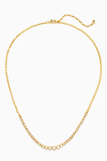 Bezel-set CZ Tennis Necklace in Gold-plated Brass