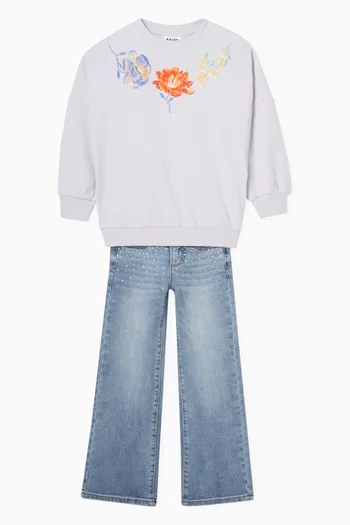 Marika Floral-embellished Sweatshirt in Organic Cotton