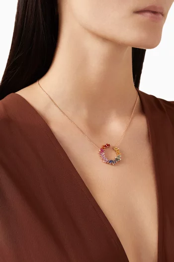Noor Baguette Sapphires Necklace in 18kt Rose Gold