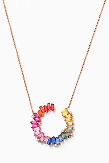 Noor Baguette Sapphires Necklace in 18kt Rose Gold