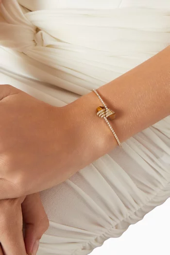 Azm Tiger Eye & Diamond Bangle in 18kt Yellow Gold