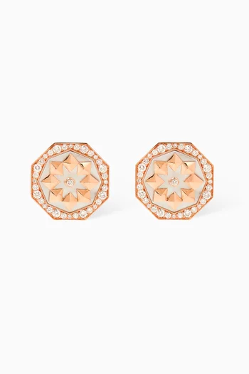 Thaman Motif Diamond Earrings in 18kt Rose Gold