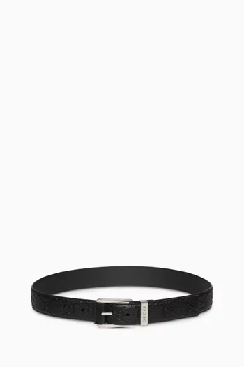 GG Embossed Belt in Leather