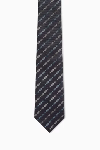 Horsebit Jacquard Tie in Silk