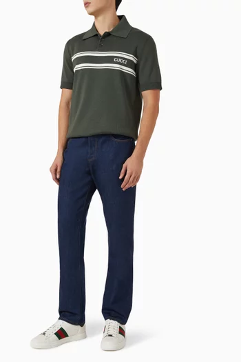 Intarsia Polo T-shirt in Silk-cotton