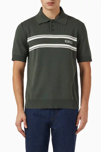 Intarsia Polo T-shirt in Silk-cotton
