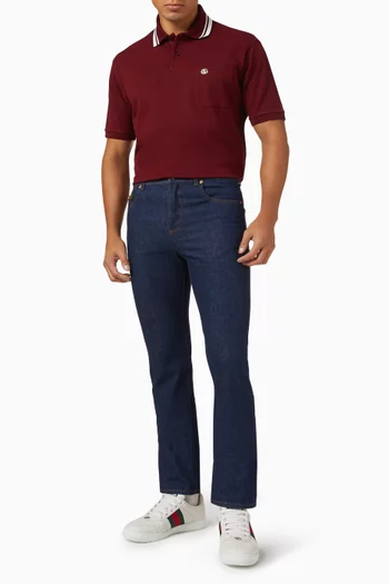 Embroidered Polo Shirt in Cotton Pique