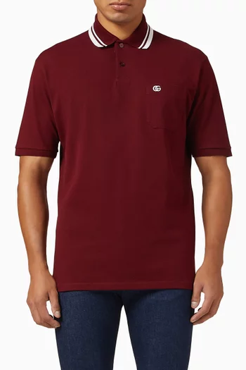 Embroidered Polo Shirt in Cotton Pique